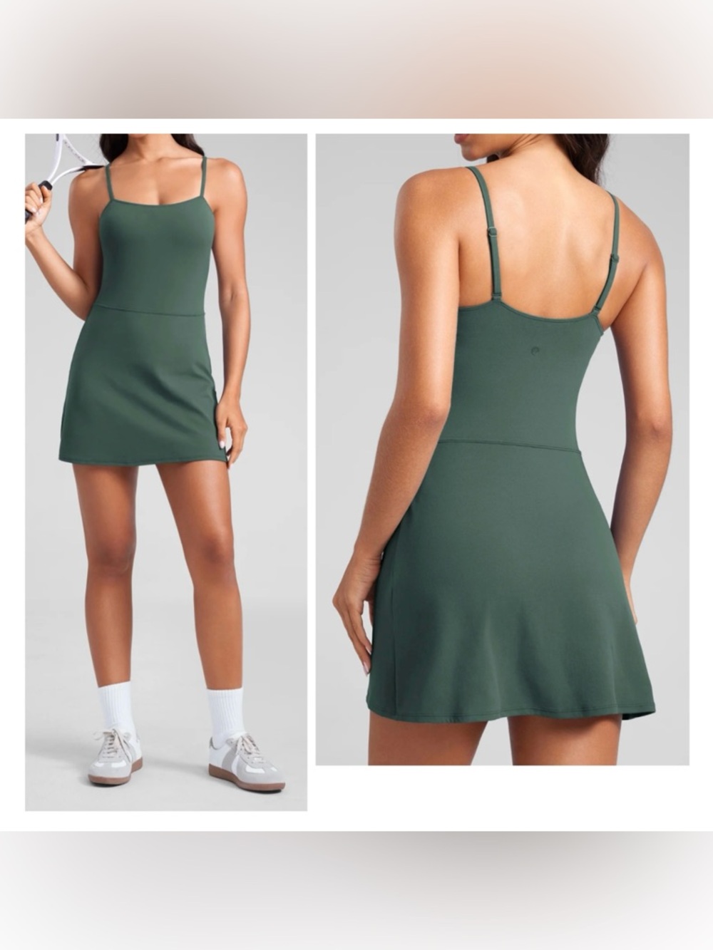 Luga Butterluxe Spaghetti Strap Athletic Casual Slim Fit Green Cami Mini Dress